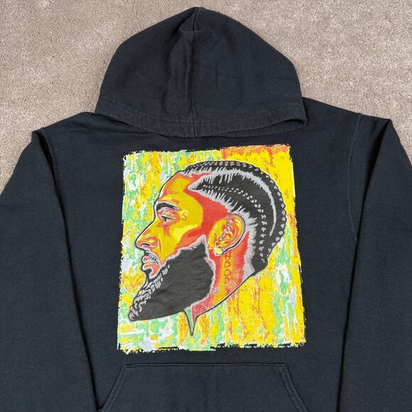 Black Nipsey Hussle Pullover Hoodie Size M Hip Hop Rap Sweatshirt Streetwear - Picture 2 of 5
